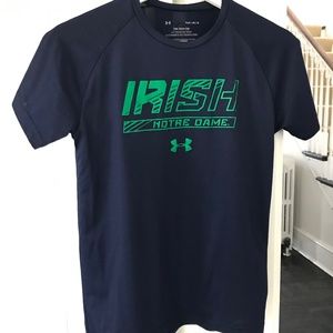 COPY - Notre Dame boys size M navy tee with Irish Notre Dame logo